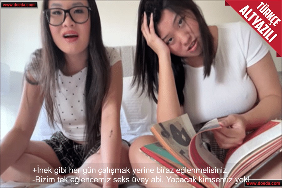 Sürekli Ders Çalışan Koreli Üvey Kız Kardeşlerine Sikiş Arası Verdirdi